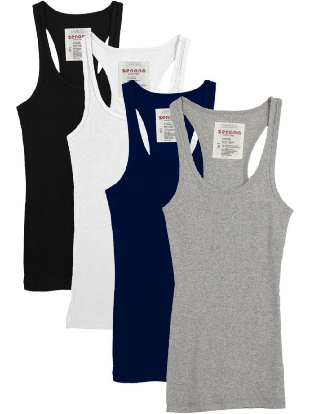 4 Pack Women's Basic Ribbed Racerback Tank Tops - Essential Summer Wardrobe